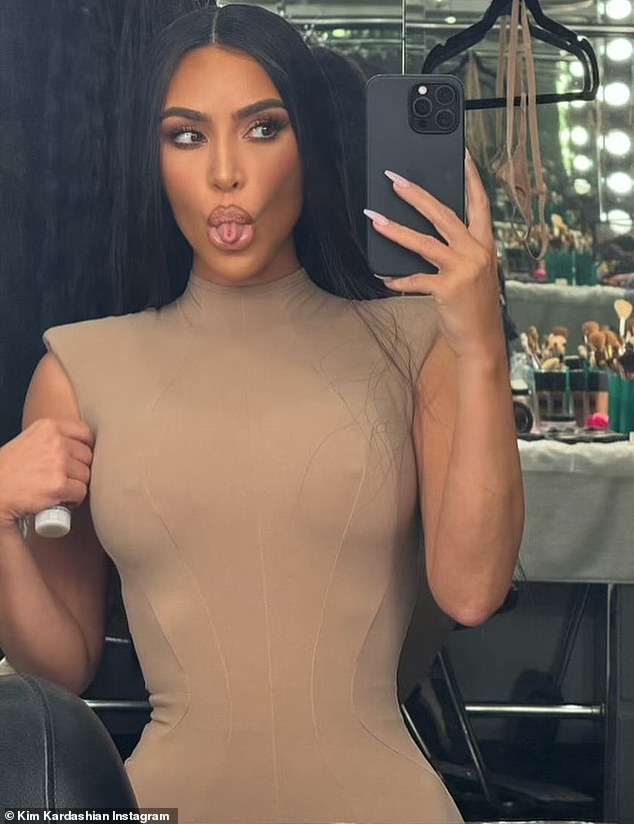 Having a ball: A playful clip from her snap showed her mischievously sticking her tongue out as she posed for a mirror selfie