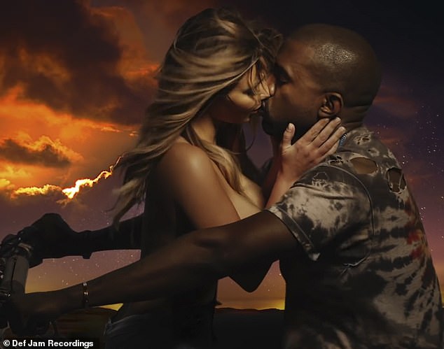 Flashback: The mother-daughter double act appeared on their joint TikTok page and imitated Kanye's 2013 song Bound 2 in the music video that featured a topless Kim (pictured)