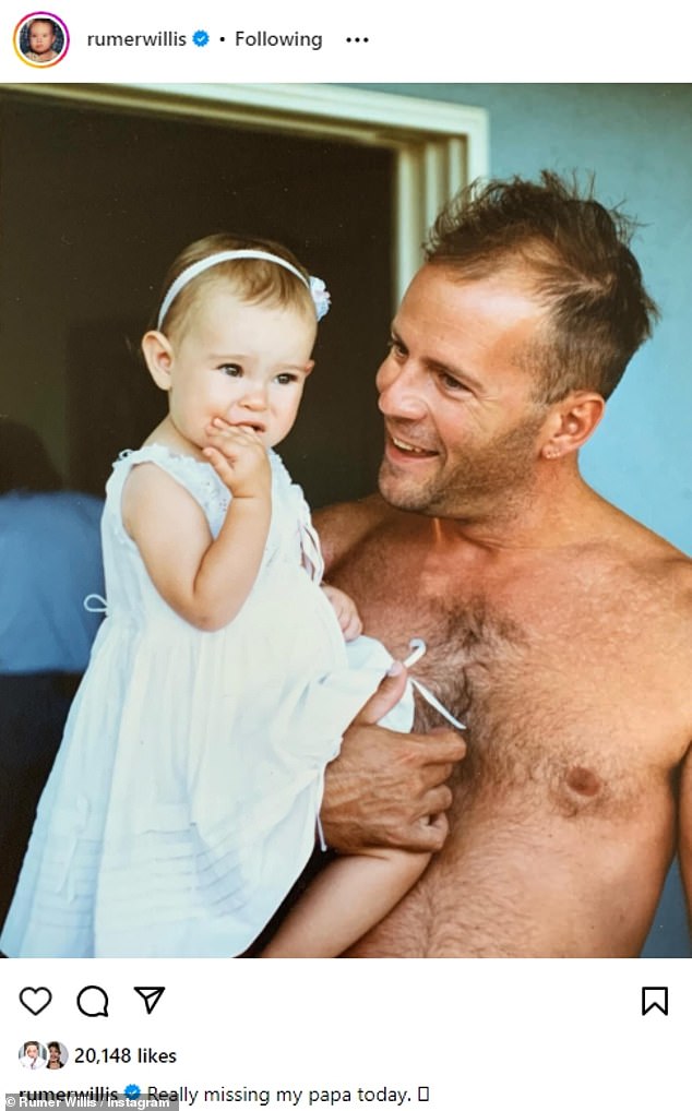 Throwback: Rumer recently posted a throwback photo with her father, Bruce Willis, who is battling frontotemporal dementia