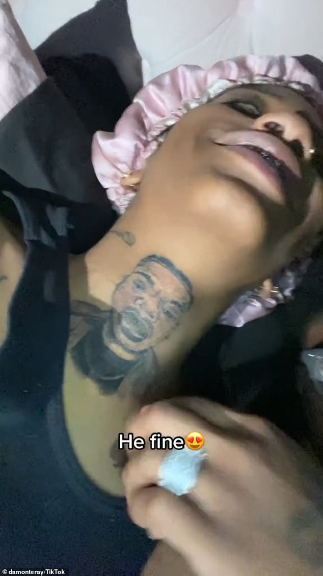 Damonte Ray, her boyfriend, posted a video of herself getting inked