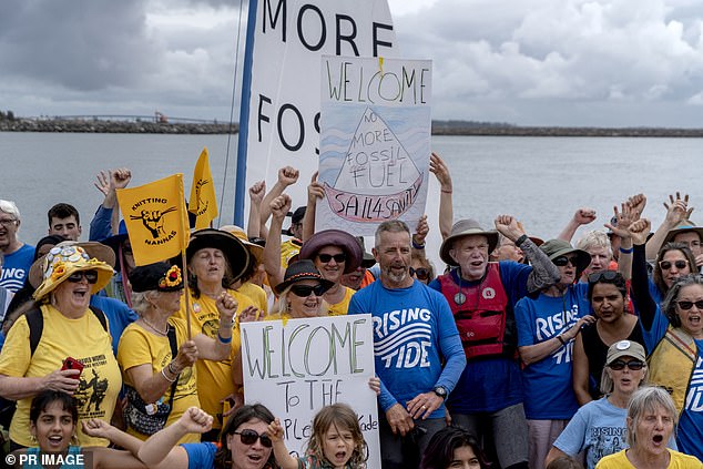 The flotilla successfully prevented ships from leaving or entering Newcastle Harbor on Saturday, with the protest expected to last 30 hours and end on Sunday.