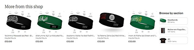 Several variants were sold on the online marketplace for £12 by a US-based seller called Haydar Maula, a company set up to 'promote the message of Mohammed, the Islamic prophet'.
