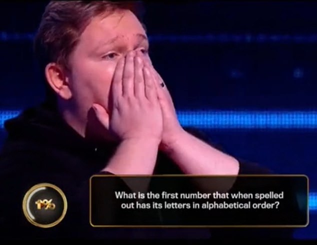 Bad Luck: Elliot, the sole finalist, was distraught when he realized his answer (four) was incorrect