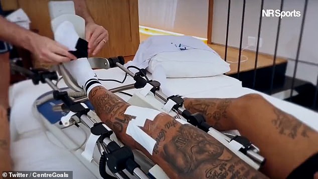 Footage shows Neymar's early stages of recovery from cruciate ligament injury