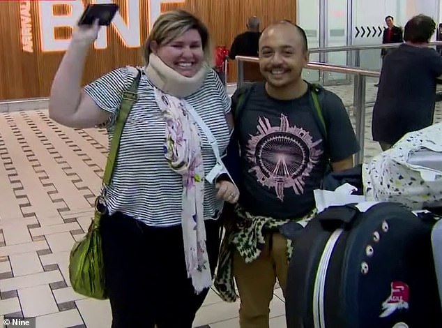 The couple landed in Brisbane on Saturday afternoon with an incredible survival story