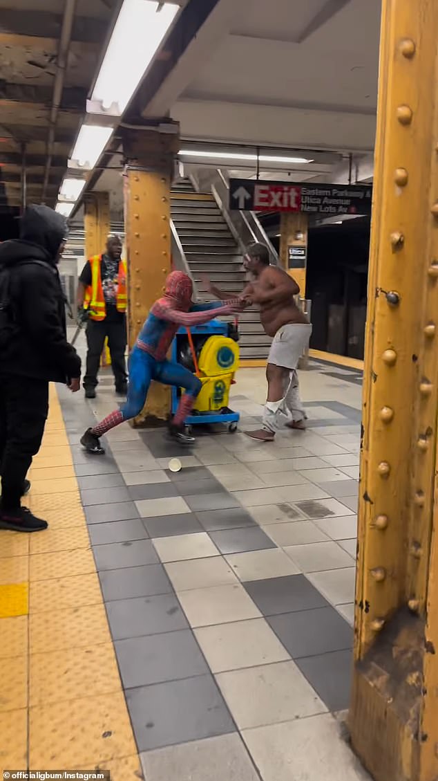 The botched heist was part of a skit featuring social media star Kiing Spiider, who jumped from the top of a subway car to defeat Romero's Dontarius