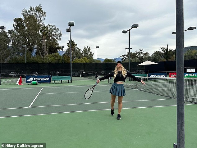 Little 'escape': Earlier this year in June, Hilary opened up about tennis with Matthew, telling Shape Magazine she enjoys 'that escape and that little break' with her husband