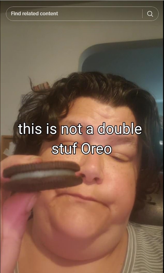 Another TikToker was shocked to discover the measly spread of cream in her supposedly Double Stuf Oreos