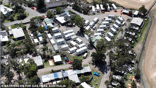 Dongas and shipping containers were moved to Arrawarra holiday park (above) to house seasonal berry pickers, but in the wake of a rape allegation they have been moved