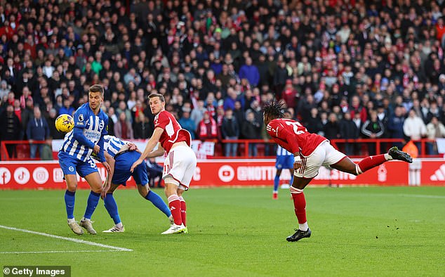 Anthony Elanga's header opened the scoring for Nottingham Forest at the City Ground