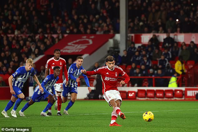 Morgan Gibbs-White coolly converted a penalty to drag Nottingham Forest back into the match