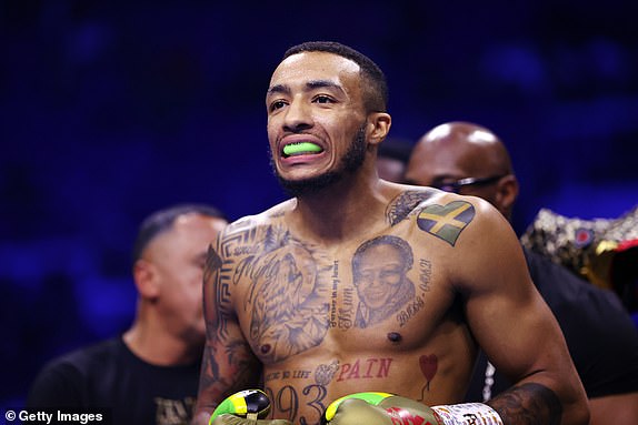 DUBLIN, IRELAND – NOVEMBER 25: Zelfa Barrett looks on ahead of the Super Featherweight fight between Zelfa Barrett and Costin Ion at the 3Arena Dublin on November 25, 2023 in Dublin, Ireland.  (Photo by James Chance/Getty Images)