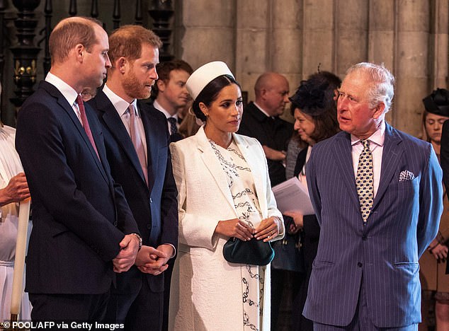 King Charles – right – is said to have been 'cautious' after speaking to Prince Harry following the publication of Spare.  They are pictured in Westminster Abbey in 2019