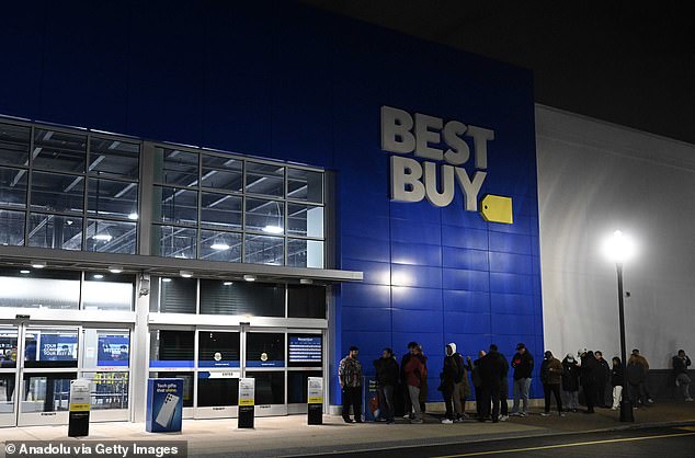 Shoppers line up at the grocery store in the early morning hours in New Jersey for Black Friday deals