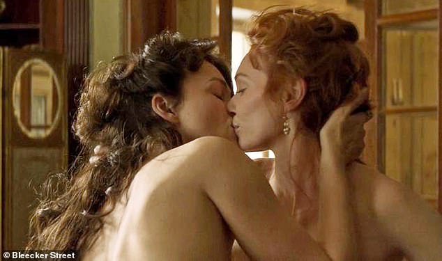 Eleanor Tomlinson spoke about the dangers of nude TV, pictured here in a scene with Keira Knightley
