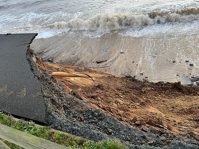 The Coast Guard said the beach at the bottom of Arbor Land's steps has been 'largely washed away'