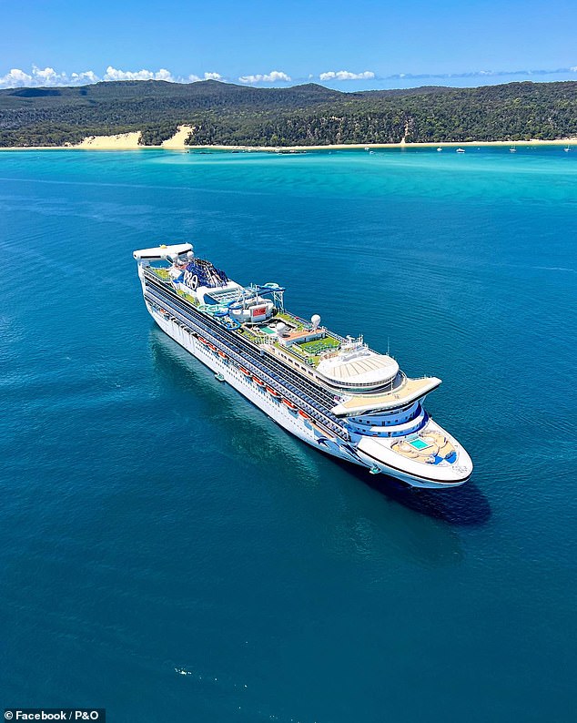 They were among thousands of passengers on board the P&O cruise ship, The Pacific Adventure (pictured), on a NZ-based cruise when customs denied them entry due to an uncleaned hull.