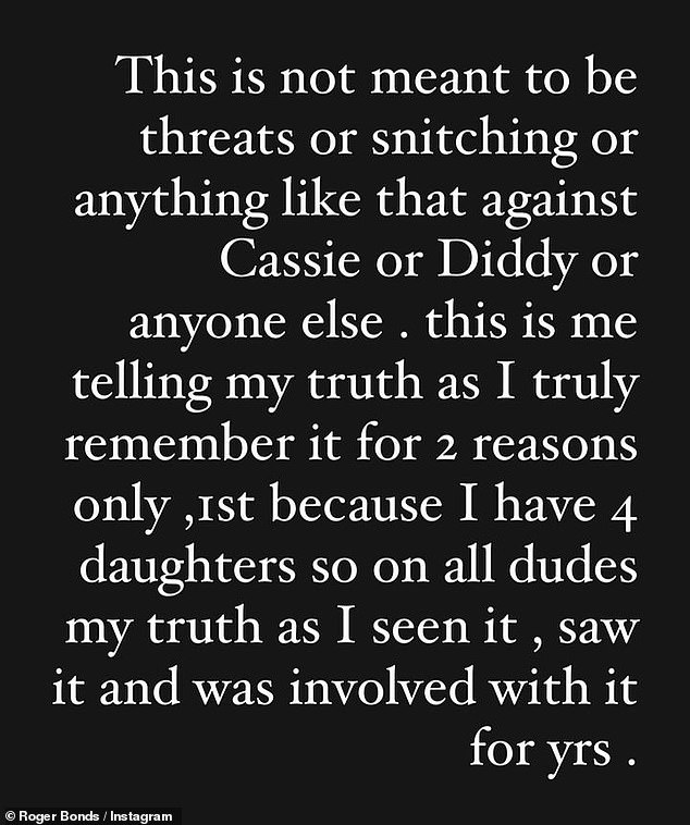 Post: Last week's post was captioned: 'I'm ready to tell my teuth [sic] BECAUSE I WAS QUIET FOR SO MANY YEARS, NOTHING MATTERS NOW EXCEPT FAMILY'