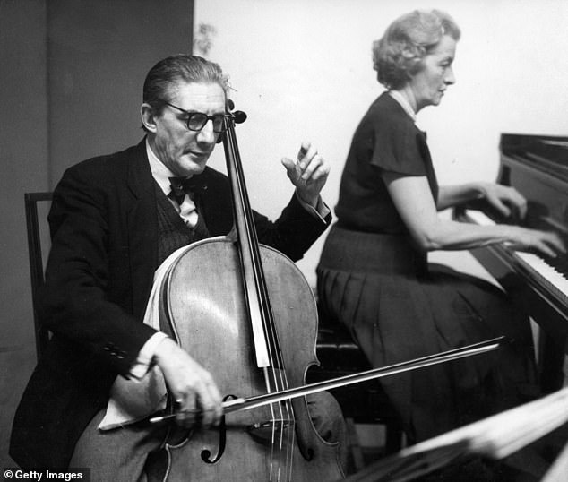 British conductor and cellist Sir John Barbirolli with Ruth, Lady Fermoy in King's Lynn in 1962