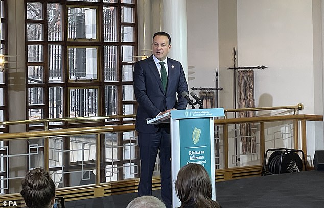 The row started after Irish Prime Minister Leo Varadkar (pictured) posted on X, formerly Twitter, about the release of Emily, along with 12 other hostages on day two of the ceasefire.