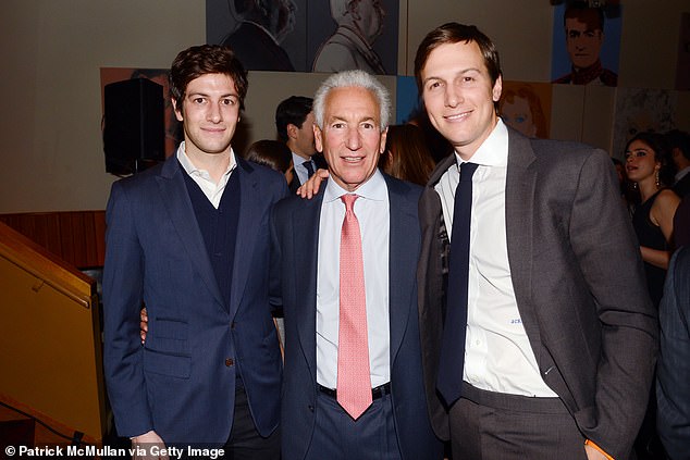 It has now been revealed that Braun had family ties to Trump's in-laws.  (Image: Josh Kushner (left), Charles Kushner (center) and Jared Kushner attend The New York Observer's New Look on April 1, 2014 in New York)