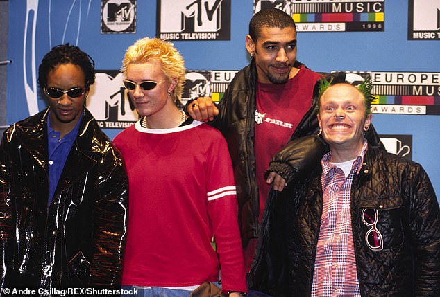 Controversy: At the time, BBC Radio 1 banned the song, while the ITV Chart Show refused to display the title on screen when the video was played (the band pictured in 1996)