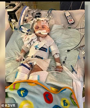 He was intubated and placed in an induced coma and has since required more life-saving surgeries, while his ultimate prognosis remains unclear.