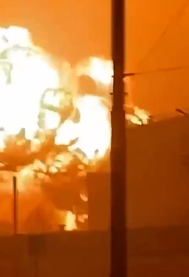 Dramatic video shows the moment a huge fireball is created by an explosion at the factory