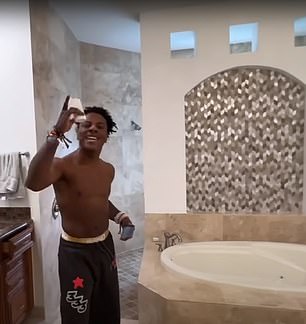 The youngster was in typically animated form as he led the tour, including his enormous bathroom and home gym