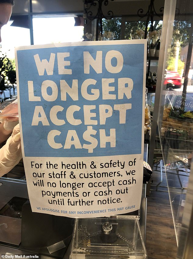 Before the pandemic in 2019, just over half of in-person, daily transactions under $10 were made with a card.  But in three years that rose to 73 percent for purchases of things like a cup of coffee or gelato to go, according to a new Reserve Bank report released on Monday (pictured is a Harris Farm sign in Sydney)