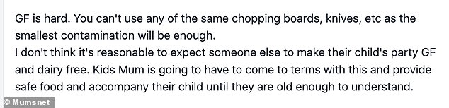 Many sided with the mother, with some saying it is the child with the allergic mother who should take responsibility for her own child