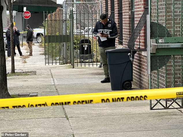 Police have cordoned off the area outside the building