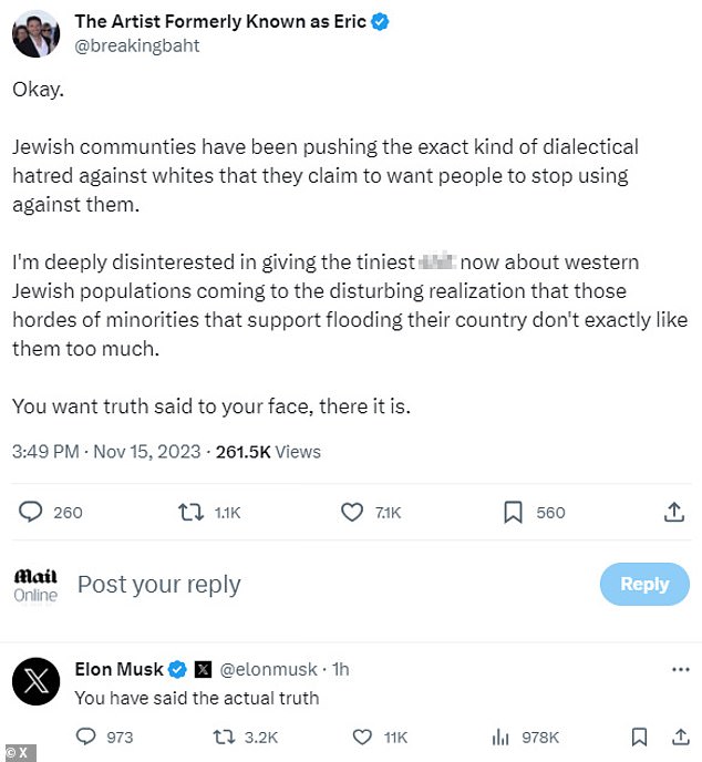 Earlier this month, Musk was roundly criticized for his response to this post on X