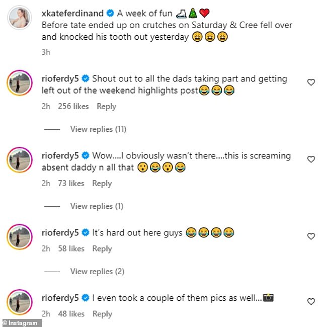 Oops!  In addition to the family mishaps, Kate's husband Rio also made fun of his absence from the snaps in a slew of comments