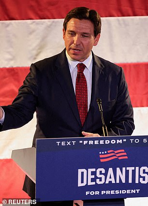 DeSantis speaks at a rally in Des Moines, Iowa on November 6