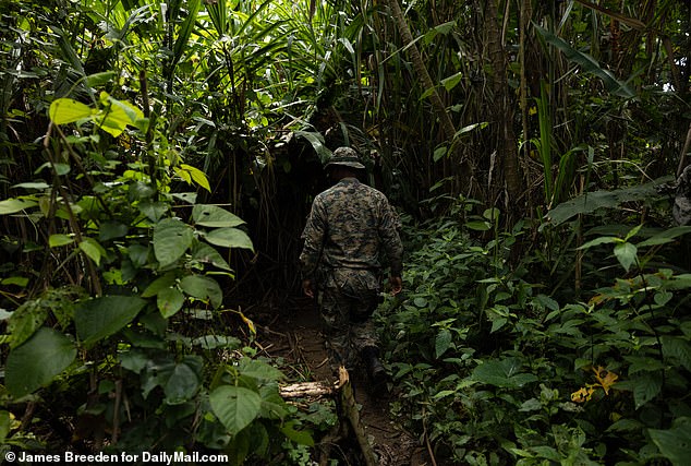 A Panamanian Senafront soldier patrols the lawless jungle where violent and armed gangs target desperate travelers on their journey to the US.