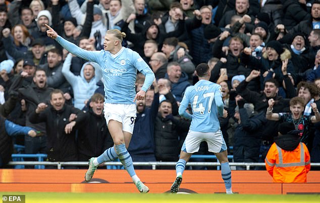 There is a growing cult of one-time match fans who go to City to see Ering Haaland (left)