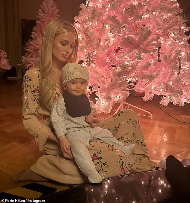 Big brother: The influencer, who decorated her Christmas tree pink in honor of London, revealed that big brother Phoenix, 10 months, is 