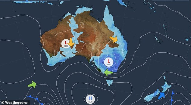 While September and October were very dry months for Australia, some states experienced their wettest November on record this year during El Niño (weather forecast pictured for Wednesday)