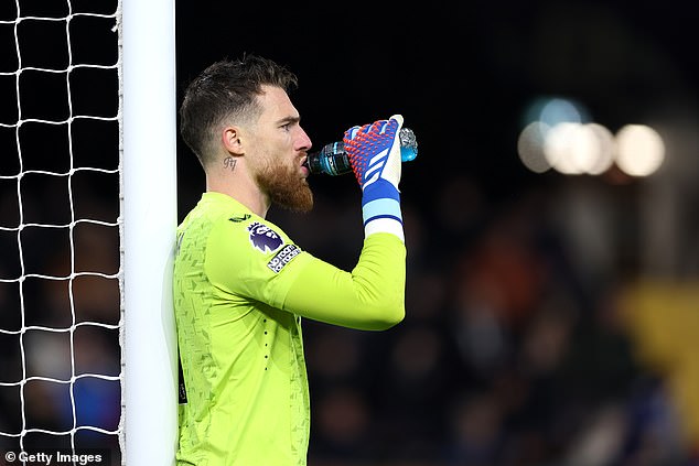 Wolves goalkeeper Jose Sa made his feelings known to referee Michael Salisbury at half-time