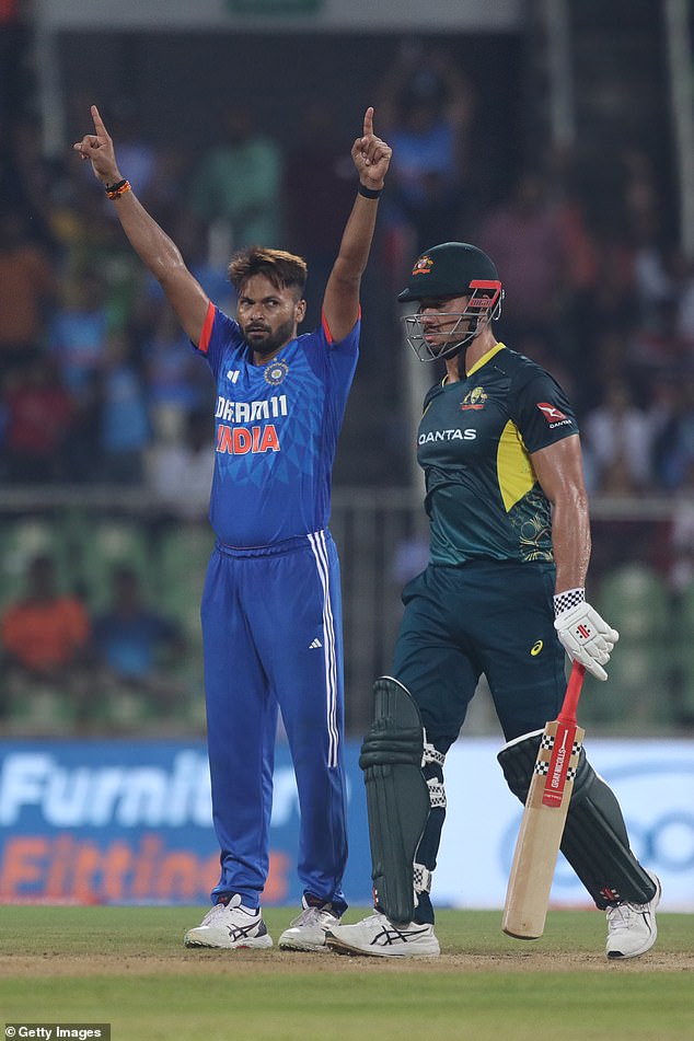 India's Mukesh Kumar celebrates a wicket in the series against the Aussies, but many fans aren't celebrating the cricket overdose that comes from the endless matches