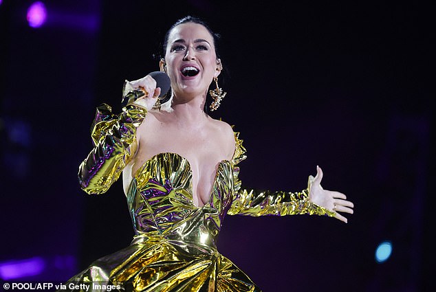 On stage: Katy Perry appeared at the coronation concert in London on May 7