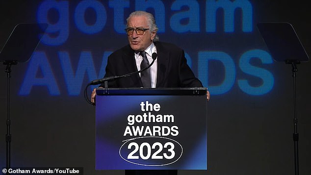 No shame: At the end he said that he would normally thank the producer of his film Apple and the Gotham Awards, but he didn't feel like it anymore.  