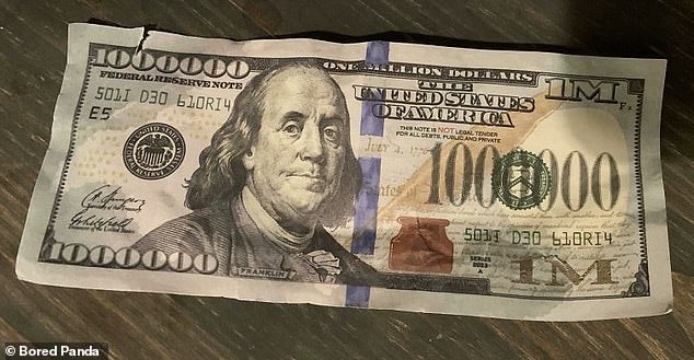 Insultingly, a 'big tipper' in the US left a 'million dollar bill' for their server, which was unfortunately fake