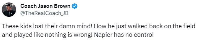 That led Brown to proclaim that Napier has “no control” over his players in Florida