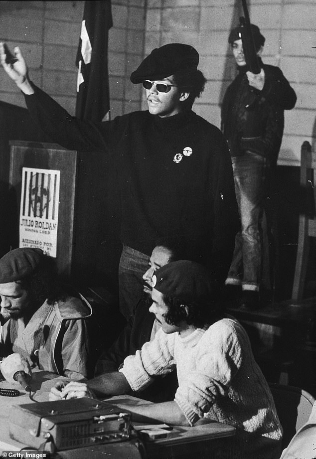 Pablo (Yoruba) Guzman, Minister of Information for the Puerto Rican activist group Young Lords, gestures at a press conference at the First Spanish United Methodist Church, which the Young Lords had taken over, in New York City on January 3, 1970