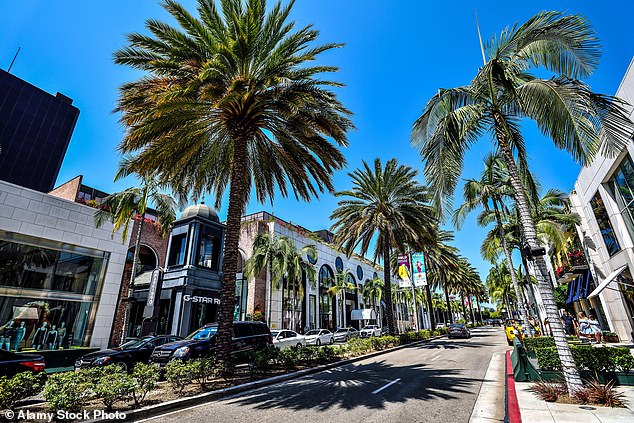 Swish: “It's easy to feel completely at sea among the crenellated mansions of Hollywood,” says Thomas.  Above, Rodeo Drive in Beverly Hills