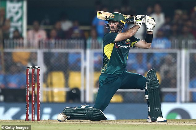 A string of Aussies fell cheaply as they chased down India's imposing 3-222, with the tourists needing 21 from the final over to win - after which Maxwell hit a boundary of six and three