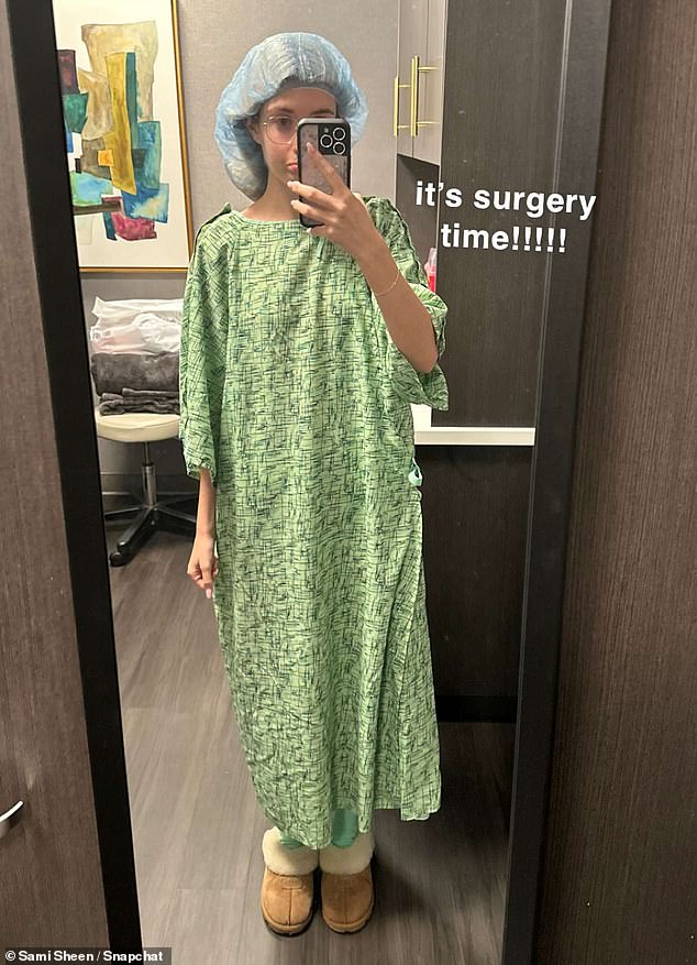 Sami documented the journey before and after surgery, including uploading a mirror selfie while wearing a hospital gown