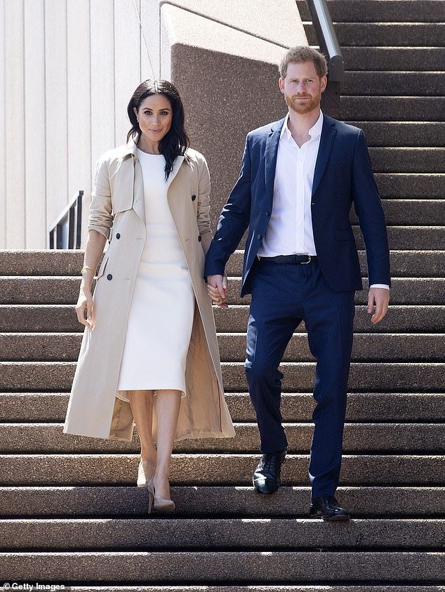 Scobie dons the mantle of narcissism and victimhood of the couple for whom he is definitely not acting as a 'mouthpiece' to attack everyone from the King (for not giving Harry and Meghan (pictured) what they wanted), to 'cold Catherine (for her wariness of her new sister-in-law and wanting to spend time with her children during the holidays)